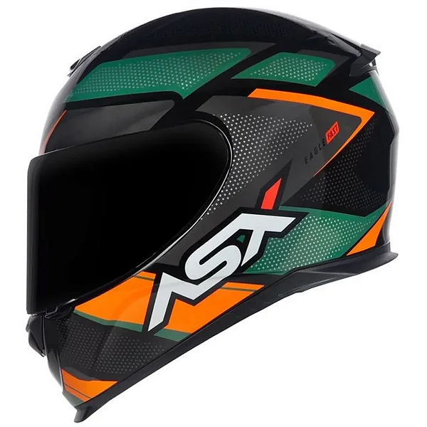 CAPACETE ASX EAGLE FAST BRILHO PRETO/VERDE/GRAFITE