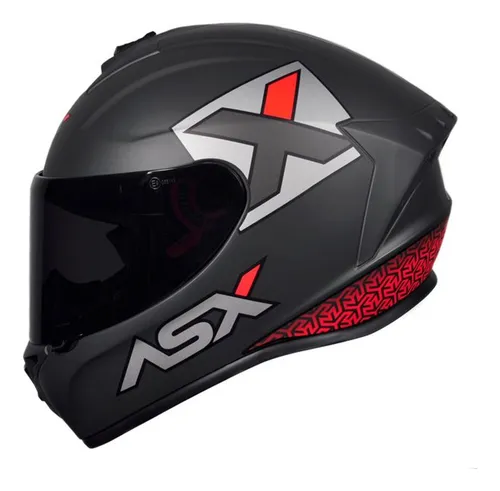 CAPACETE ASX DRAKEN COUGAR FOSCO CINZA/PRETO/VERMELHO