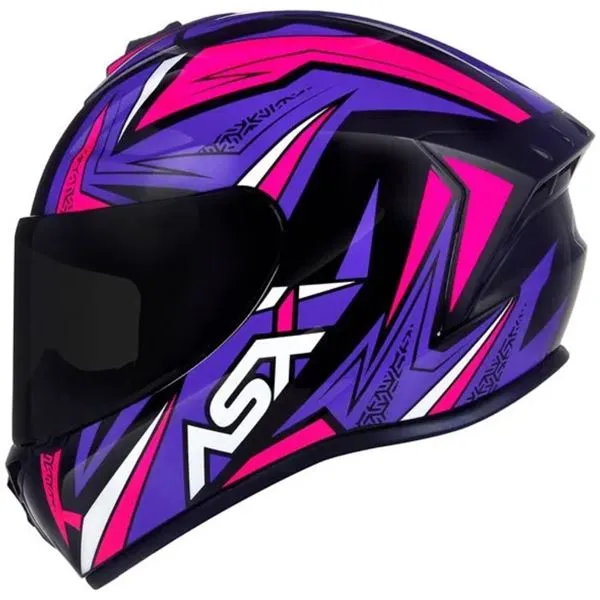 CAPACETE ASX DRAKEN VECTOR BRILHOO PRETO/LILAS/ROSA