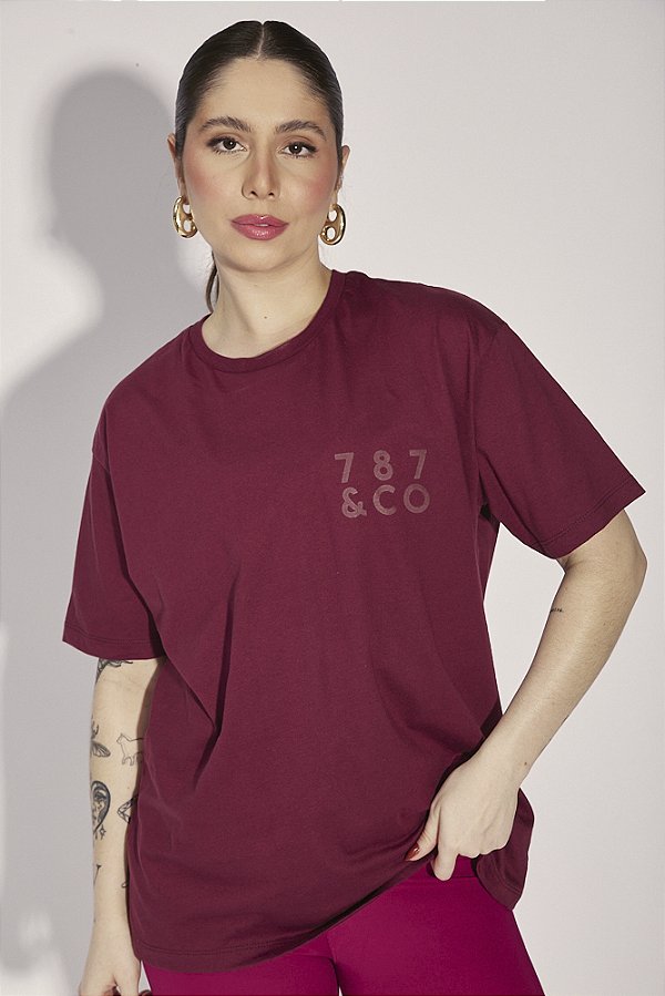 Camiseta Fitness Plus Size 787&CO Vinho