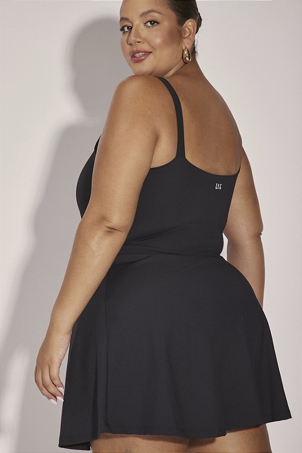 Macacão Saia Fitness Plus Size Preto