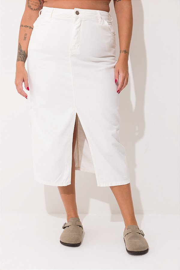 Saia Jeans Midi Barbara Off White