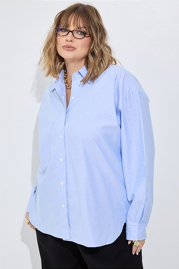 Camisa Alfaiataria Oxford Azul