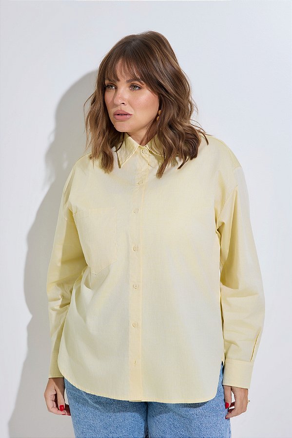 Camisa Alfaiataria Oxford Amarelo Manteiga