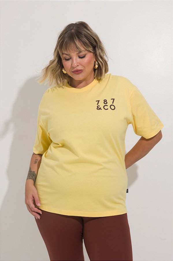 Camiseta Fitness Plus Size 787&CO Amarela