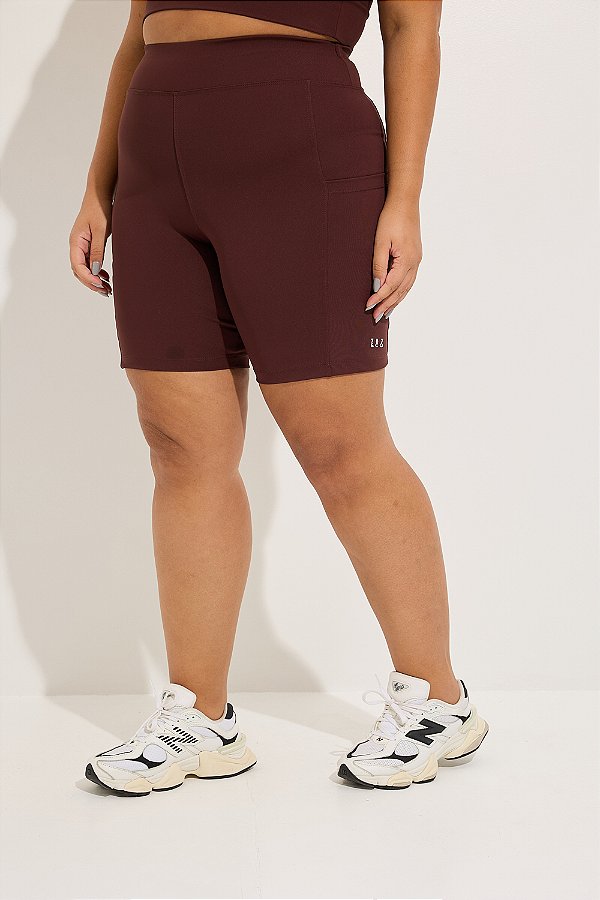 Bermuda Fitness Plus Size com Bolso Mocha