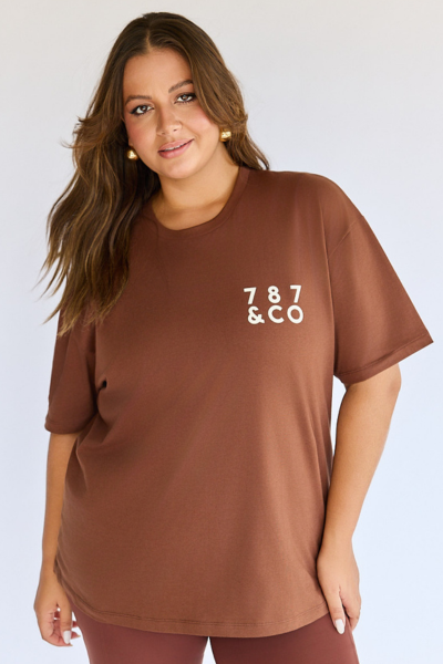 Camiseta Fitness Plus Size 787&CO Mocha