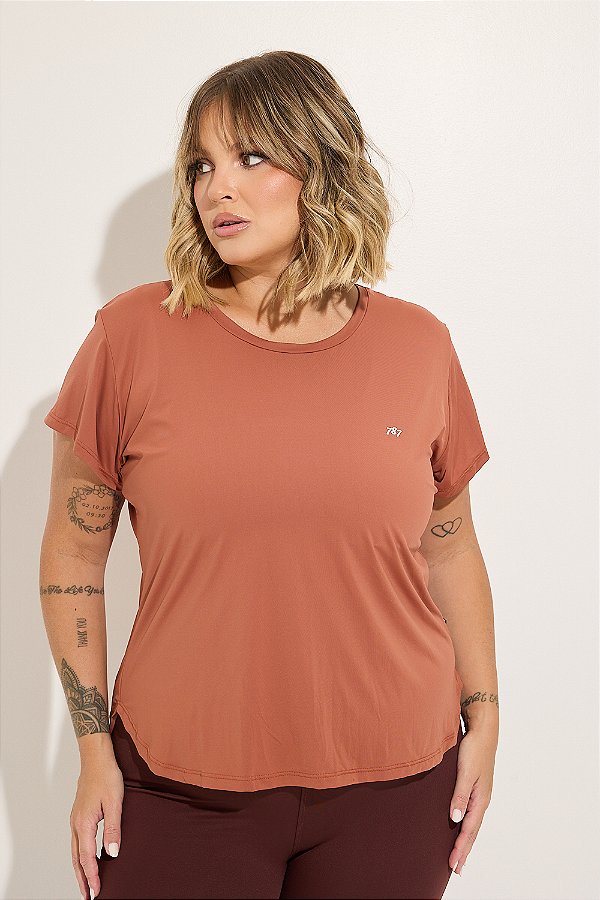 Camiseta Fitness Plus Size Tech Mocha