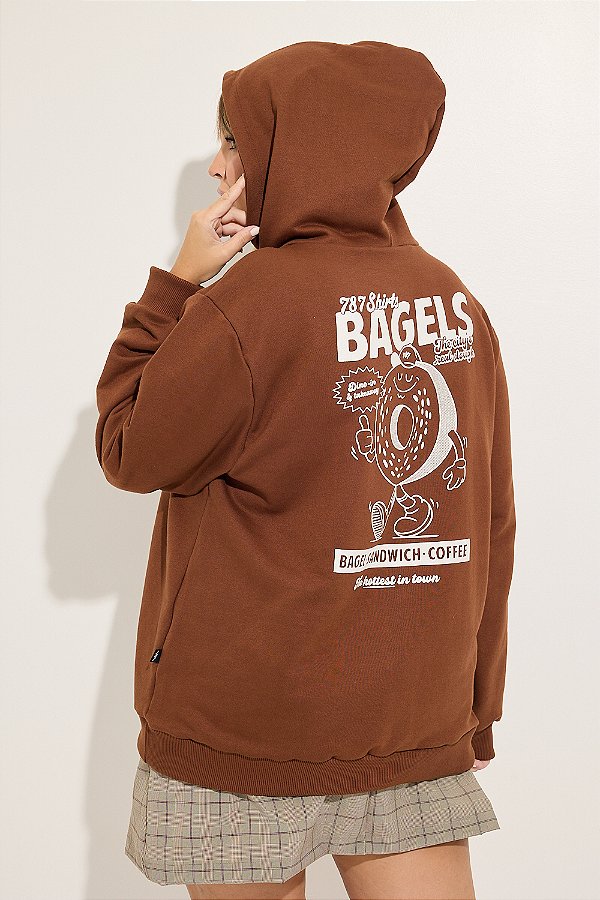 Casaco Moletom Com Capuz Bagel Mocha