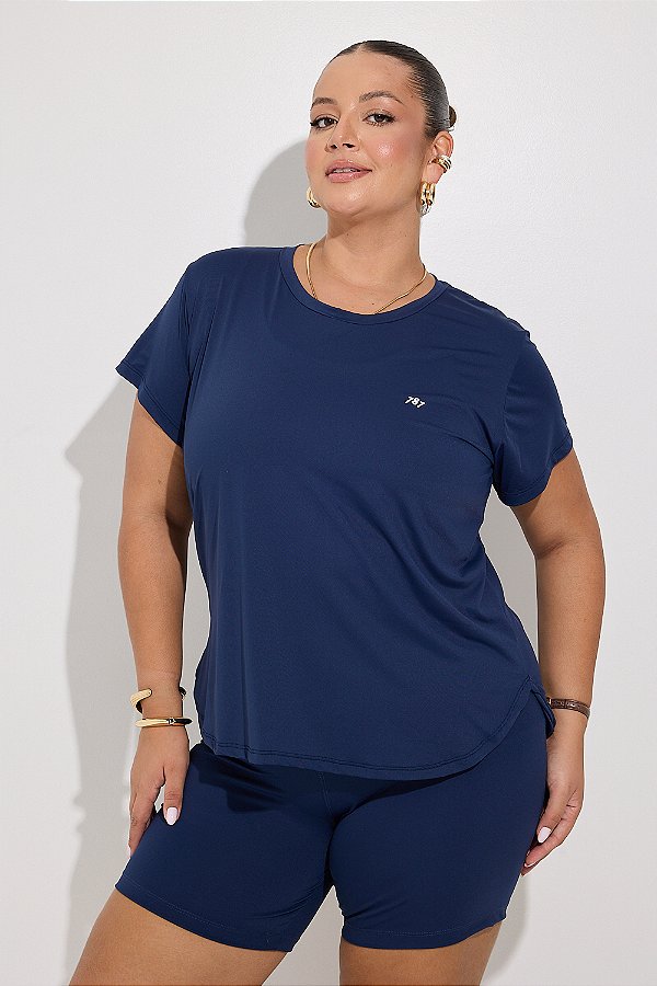Camiseta Fitness Plus Size Tech Marinho