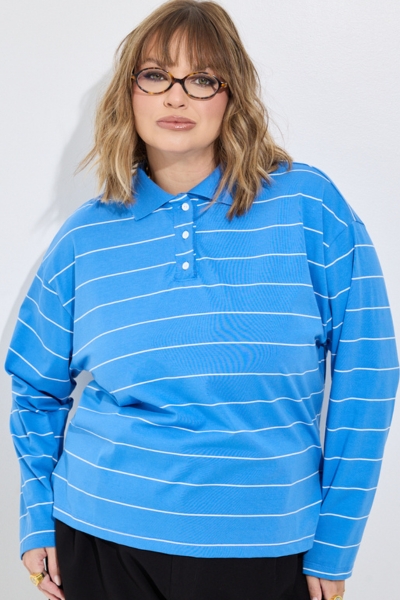 Blusa Polo Manga Longa Listrada Azul