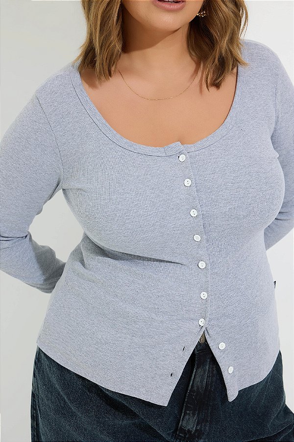 Blusa Francisca Canelada Manga Longa Mescla