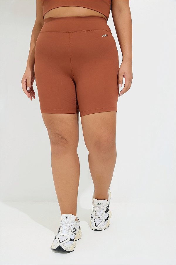 Bermuda Fitness Plus Size Marrom