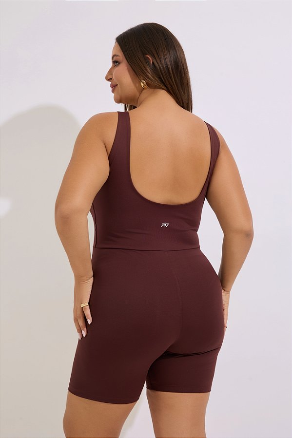 Macaquinho Fitness Plus Size Mocha