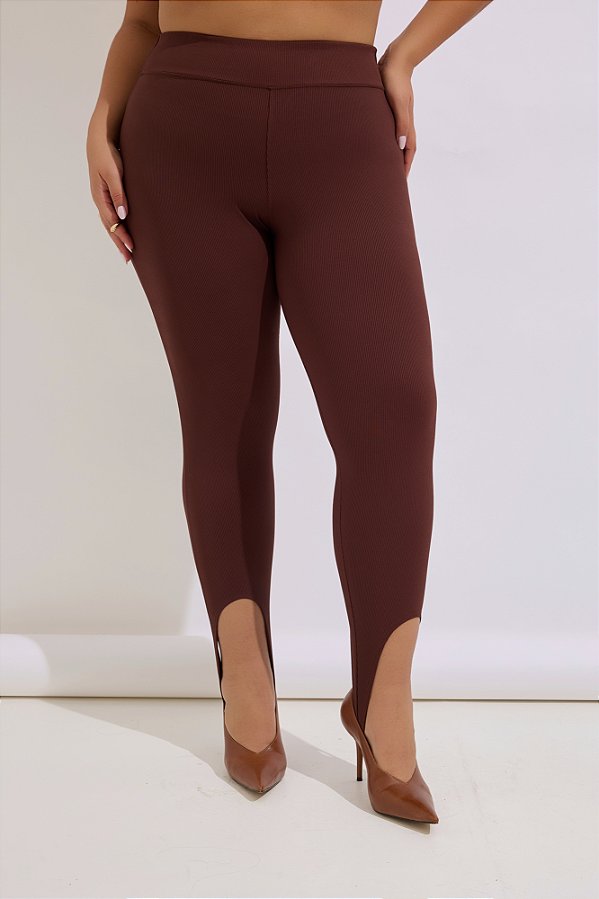 Legging Pezinho Plus Size Canelada Cacau