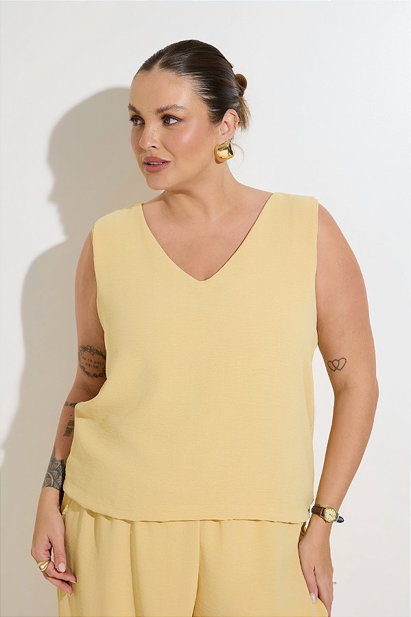 Regata Suzana Crepe Amarelo Suave
