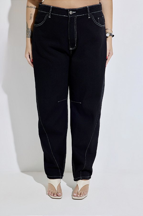 Calça Jeans Reta Plus Size Isabella Black