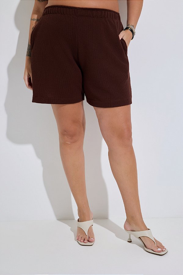 Shorts Crochet Marrom