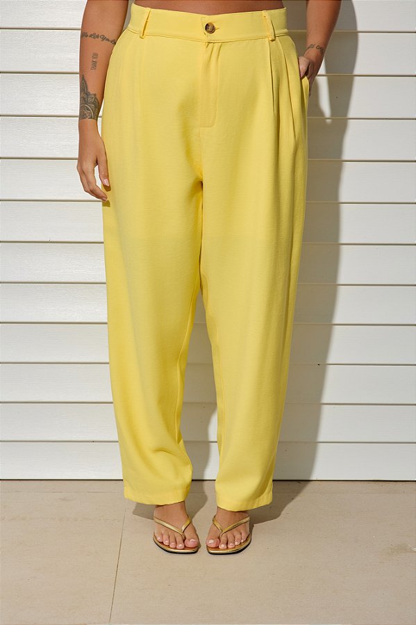 Calça Alfaiataria Salete Tencel Amarelo