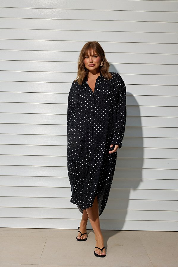 Vestido Chemise Eloá Poá Preto