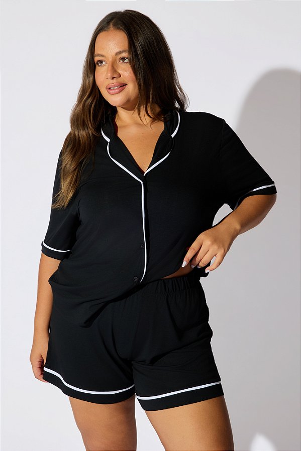 Pijama Manga Curta Preto