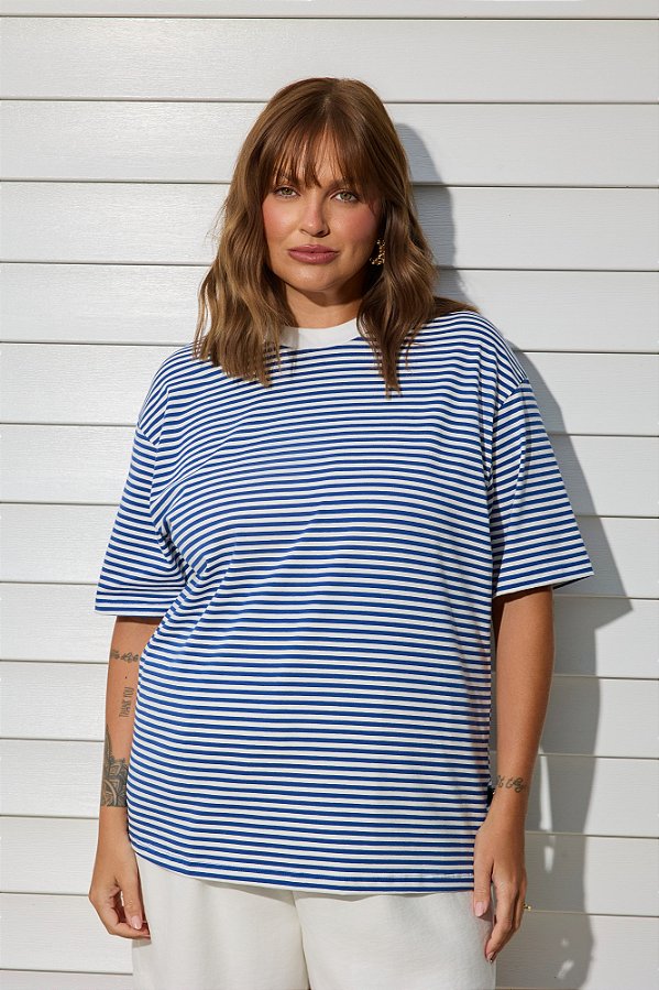 Camiseta Basic Listrada Azul