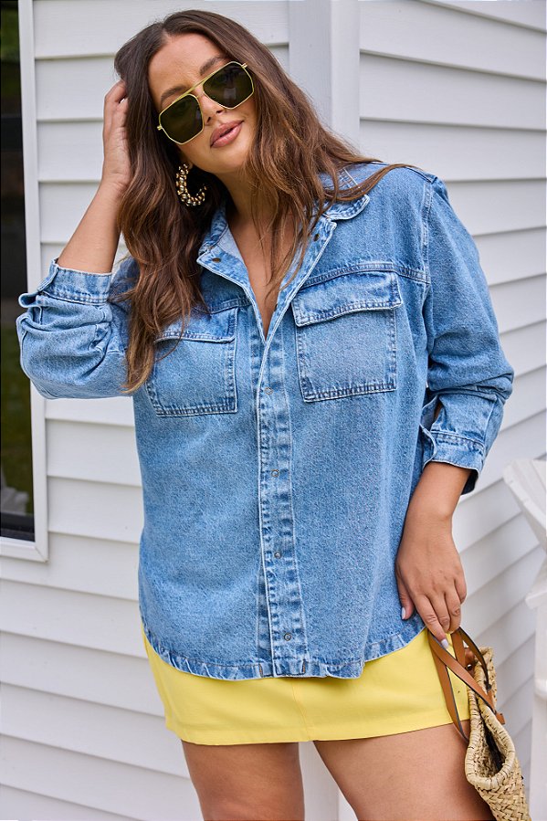 Camisa Jeans Plus Size Julie