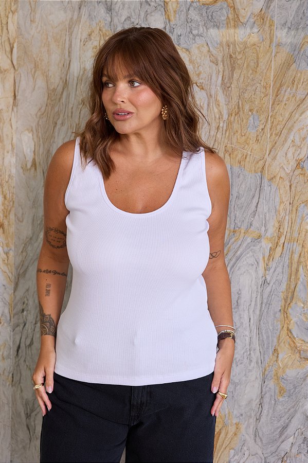 Regata Silvia Canelada Branca