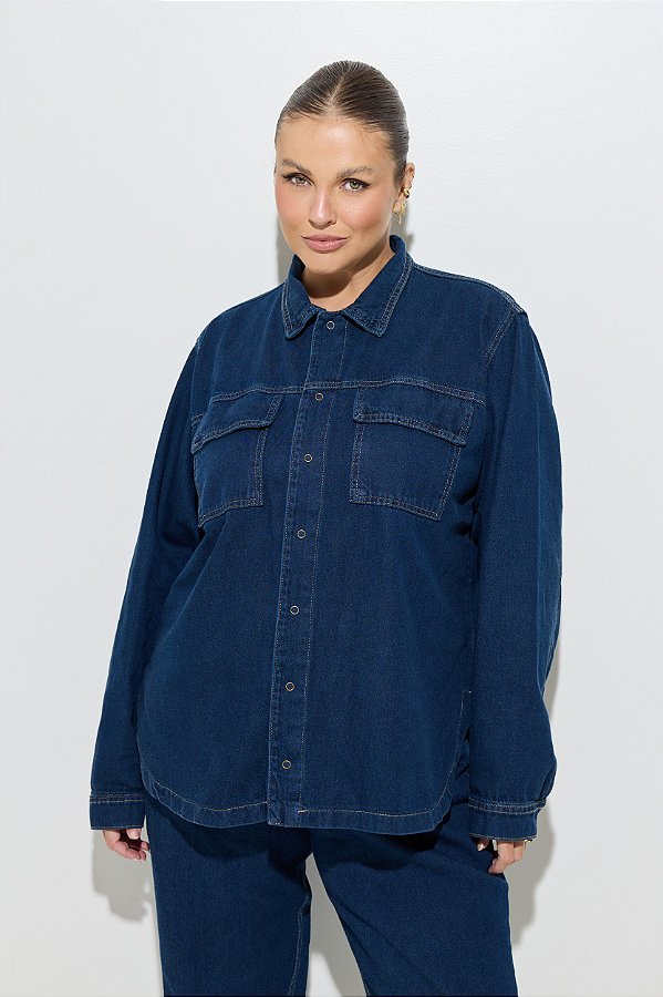 Camisa Jeans Plus Size Maria Laura