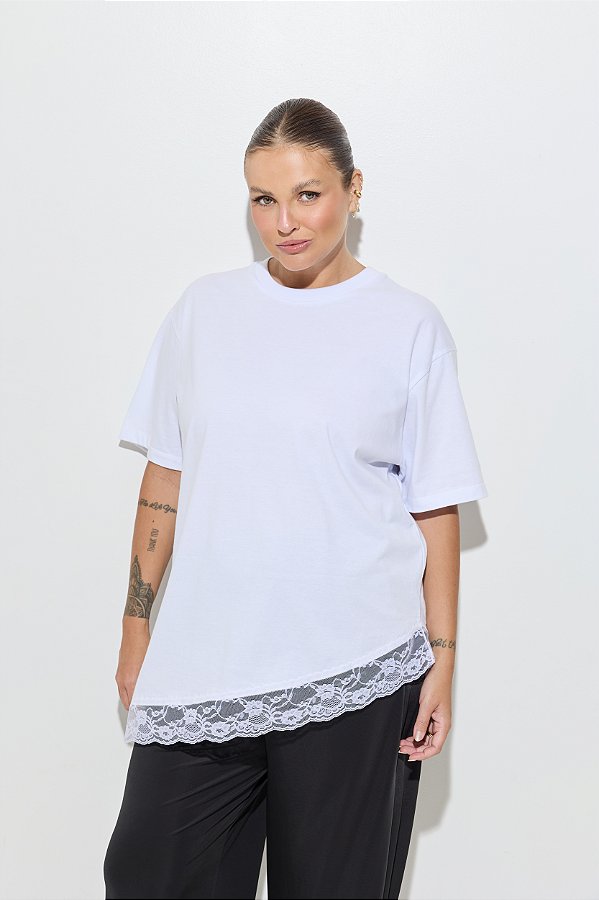 Blusa Rosana Com Renda Branca