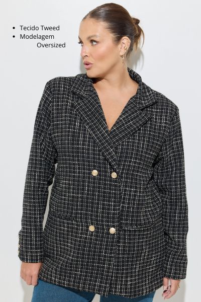 Blazer Alfaiataria Tweed Xadrez