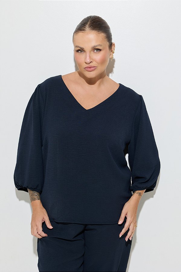 Blusa Crepe Marinho