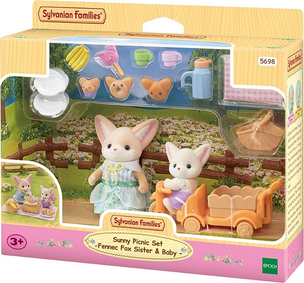 Conjunto Piquenique Ensolarado - Irmã e Bebê Raposas-do-deserto - Sylvanian Families - 5698
