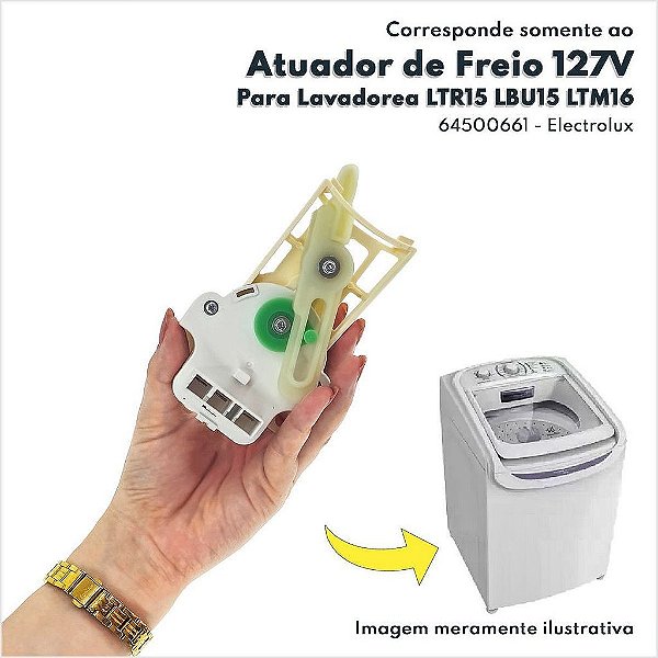 Atuador De Freio 127V Para Lavadora De Roupas Electrolux LBU15 LTR15 Original 64500661 A23674501