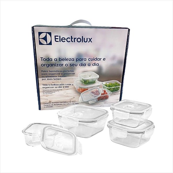 Conjunto Com 4 Potes De Vidro Herméticos Electrolux Original -  80000708