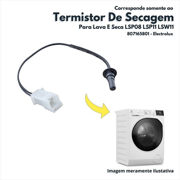 Termistor De Secagem Para Lava E Seca LSP08 LSP11 LSW11 Electrolux Original 807165801