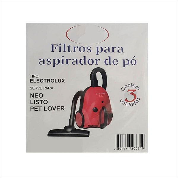 Kit Com 3 Sacos Para Aspirador Pó Electrolux NEO LISTO PET LOVER All Clean 70035078