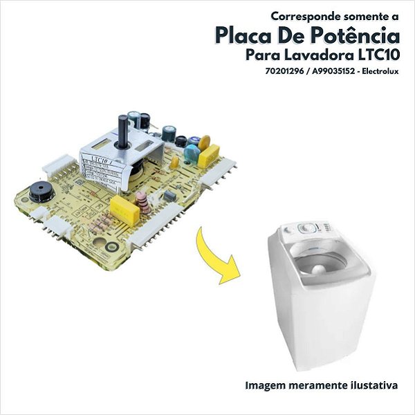 Placa de Potência para Lavadora LTC10 Electrolux Original 70201296 A99035152