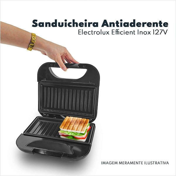 Sanduicheira Elétrica 127V Efficient Inox Antiaderente Electrolux Original - 955117722 / ESG20