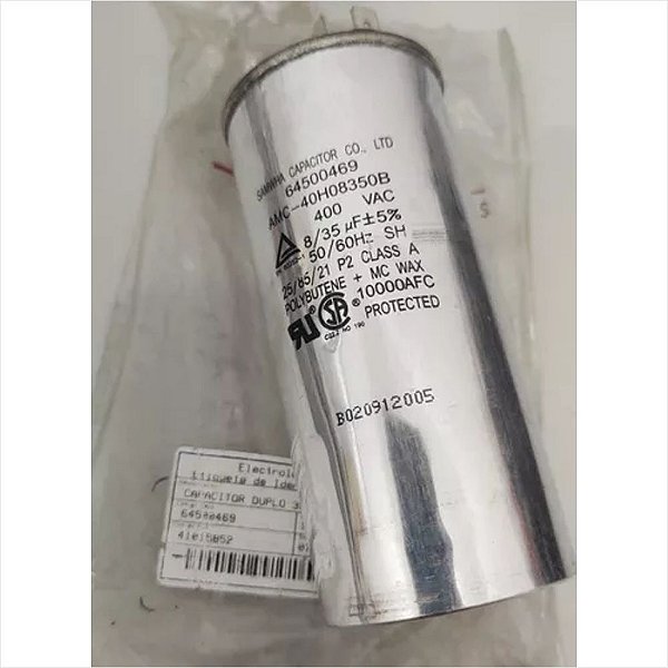 Capacitor AC33 8UF Para Ar Condicionado EC07F EE07F Electrolux Original 64500469