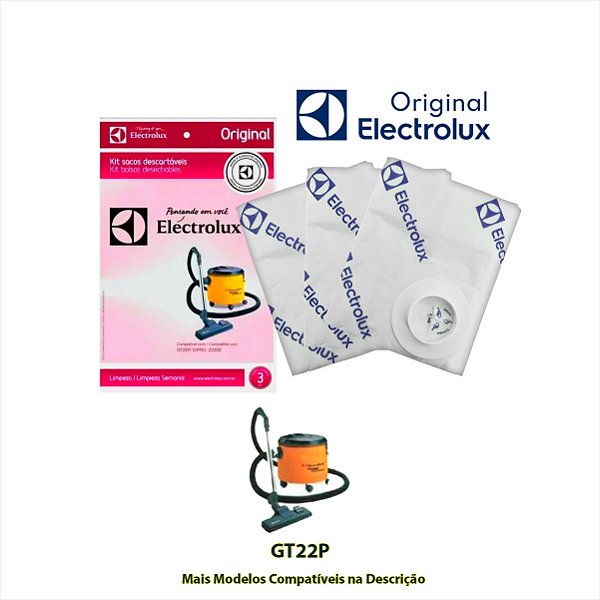 Kit 3 Sacos Descartáveis Para Aspirador de Pó Electrolux Original GT22P GT2200 SIPRO Z2200 - 70035016 A09666201