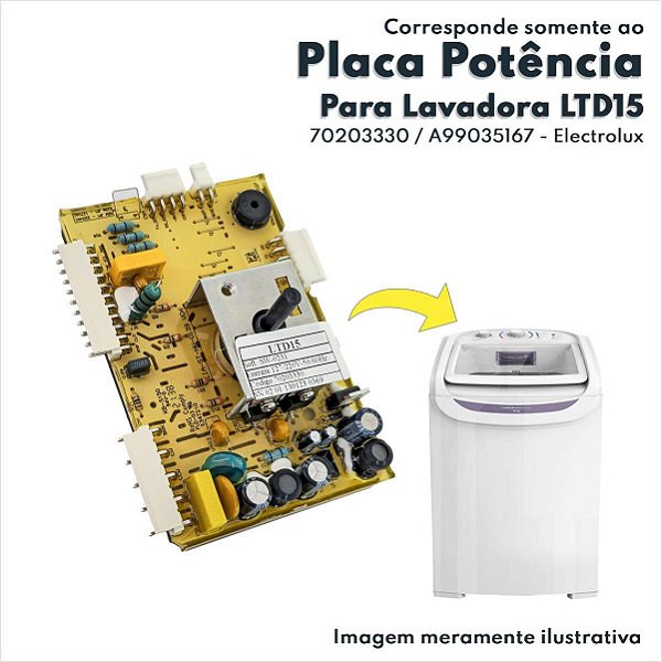Placa De Potência Para Lavadora De Roupas Top Load 15kg LTD15 Electrolux Original 70203330 A99035167