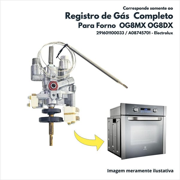 Registro De Gás Para Forno Og8dx Electrolux Original 291601100033 A08745701X