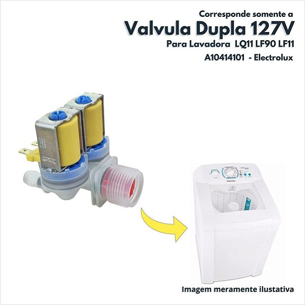 Válvula Dupla 127V para Lavadora LQ11 LF90 LF11 Electrolux Original A10414101 64287453 64287483
