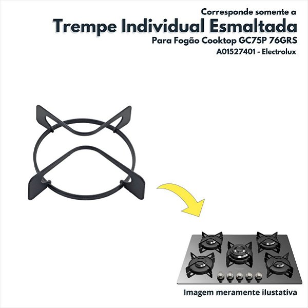 Trempe Individual Esmaltada Para Fogão Cooktop GC75P 76GRS Electrolux Original A01527401
