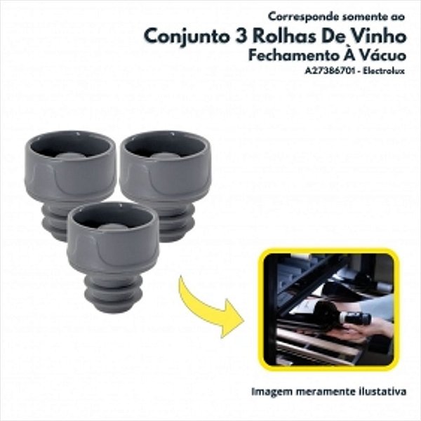 Conjunto 3 Rolhas Seladoras de Vinho para Fechamento a Vácuo Electrolux Original A27386701