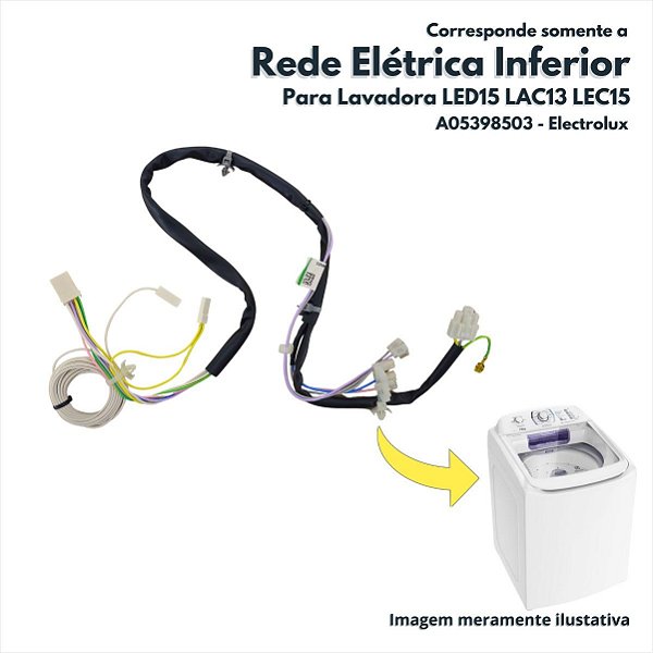 Rede Eletrica Inferior Para Lavadora LED15 LAC13 LEC15 Electrolux Original A05398503