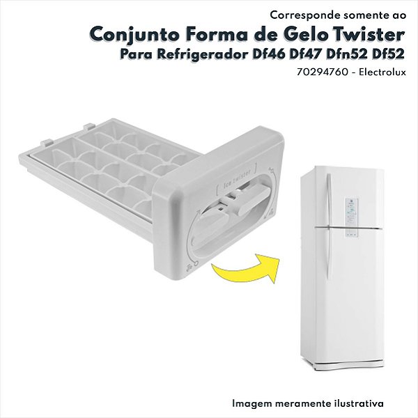 Conjunto Formas De Gelo Ice Twister Refrigerador Frost Free Electrolux Original DF46 DF47 DFN52 TF51 TF51X DF54 DW54X 70294760