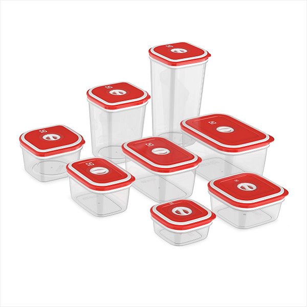 Conjunto 8 Potes Herméticos Vermelho Alta Qualidade Electrolux Original B2W RED A25087301