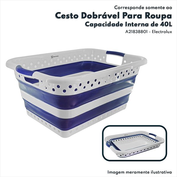 Cesto Dobrável para Roupas com Capacidade de 5kg 40L Electrolux Original A21838801